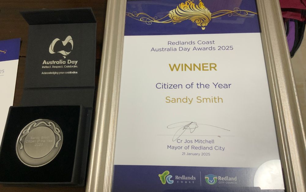 Australia Day Award Medal and framed Certificate for Citizen of the Year.